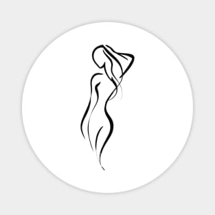 Stick figure woman in black ink Magnet